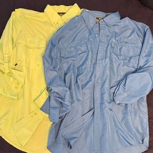 Men's Blue and Green (2) Button-Up Shirts